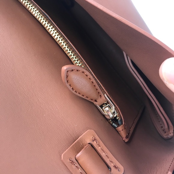 Smooth Leather Knotted Small Shoulder Bag Brown Tan - Picture 8 of 9